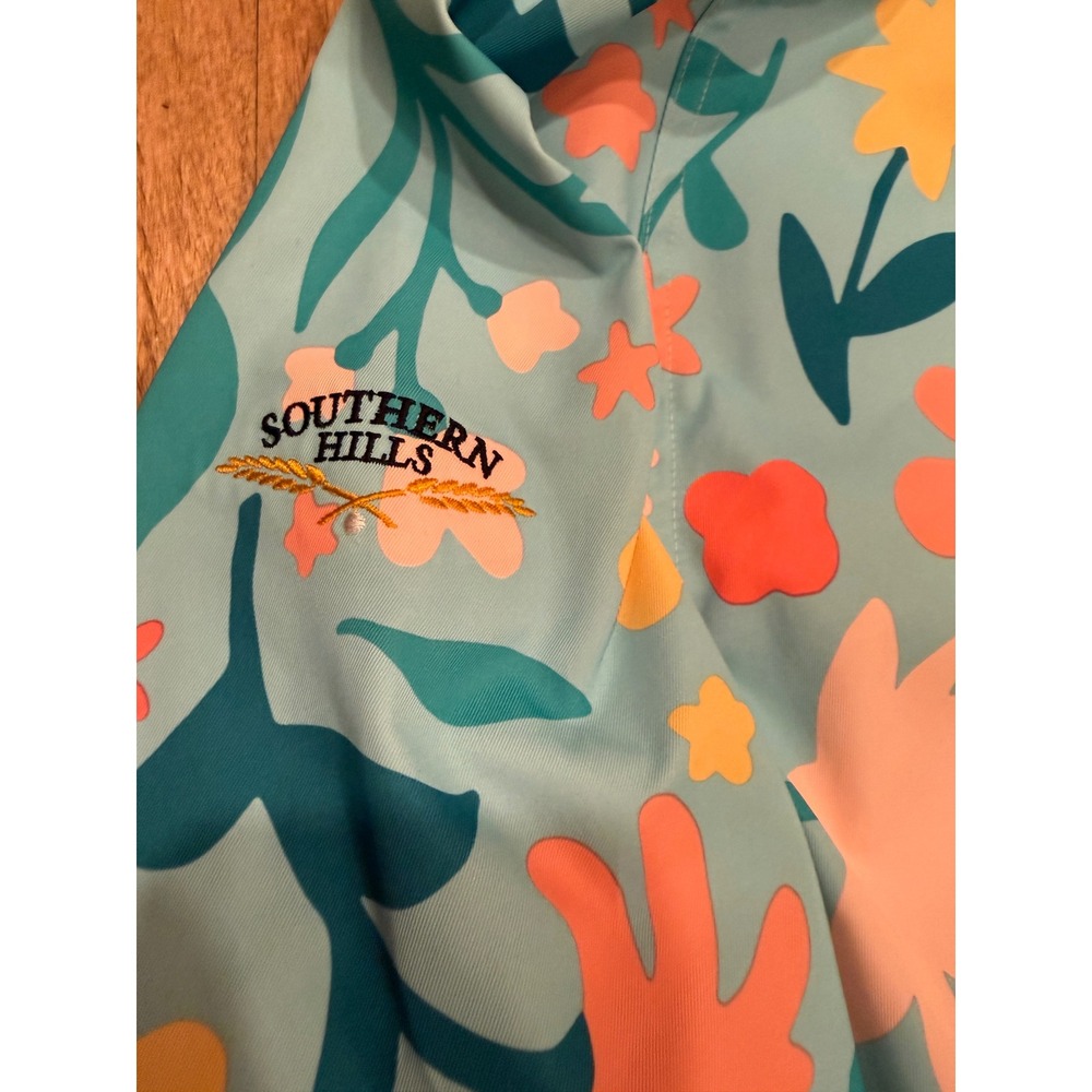 Nike Repel Floral Packable Golf Jacket Teal Orange Medium *read* - Picture 6 of 10